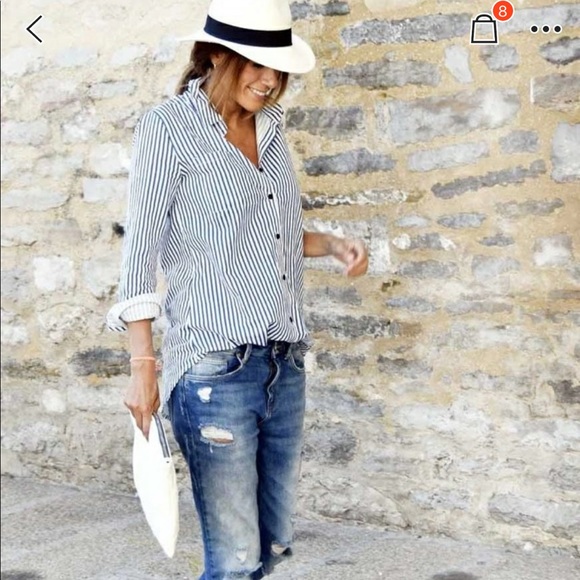 Striped Button Up Blouse - Picture 1 of 4